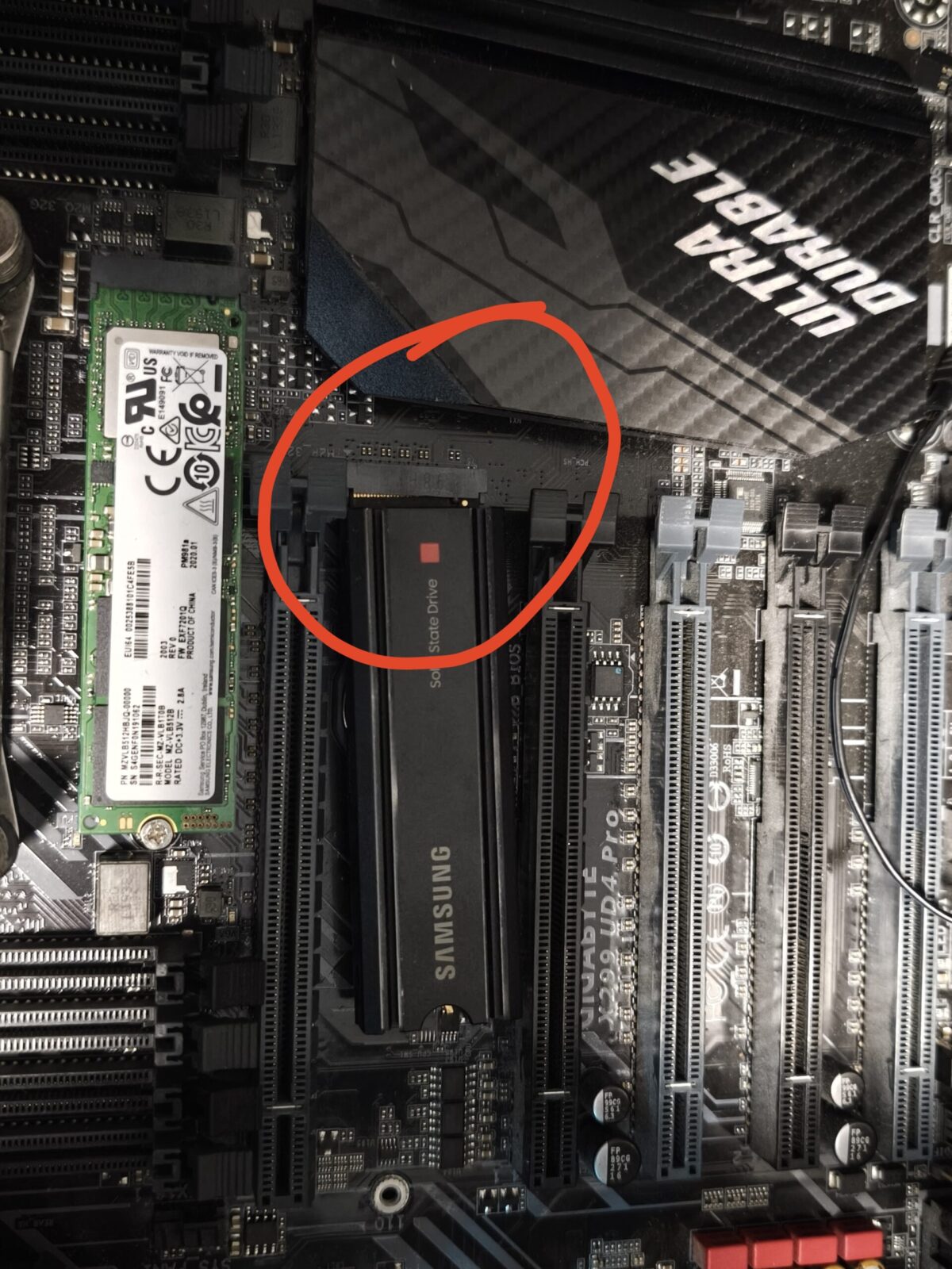 Falsch sitzende NVMe SSD