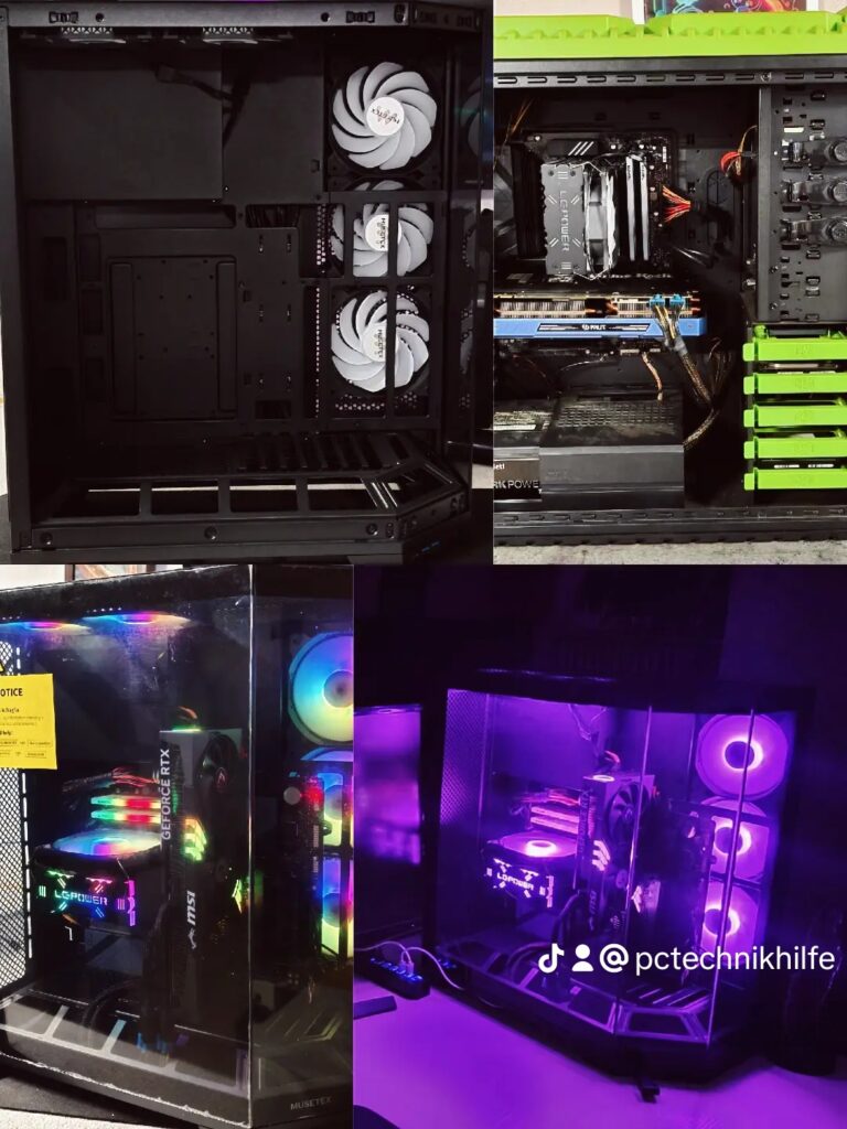 Fertiger Umbau: Alter Gaming-Tower und neuer Tower mit allen Komponenten eingebaut